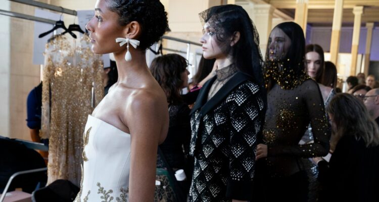 Backstage at Georges Hobeika SS25 Couture show. By Elodie Chapuis